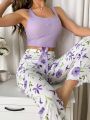 Floral Print Bow Front PJ Set