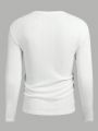 Manfinity Homme Men's V-Neck Long Sleeve Knitted Casual T-Shirt