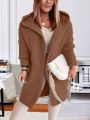 Plus Size Drop Shoulder Long Sleeve Button Up Cardigan