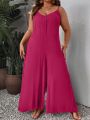 SHEIN VCAY Plus Size Women's Sleeveless Wide Leg Jumpsuit