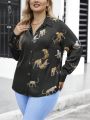 SHEIN Clasi Plus Size Leopard Print Shirt
