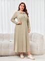 SHEIN Mulvari Plus Size Buttoned Half Placket Dress