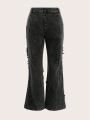 SHEIN ICON Women'S Frayed Flared Leg Pants