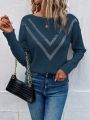 SHEIN LUNE Sweater With Rhinestone Pattern And Boat Neck