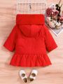 Fairy Style Baby Girls' Cute Red Open Front Hooded Fashionable Romantic Princess Dress Coat