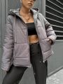 Women's Drawstring Hooded Padded Coat