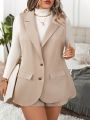 SHEIN Essnce Plus Lapel Neck Vest Blazer & Shorts