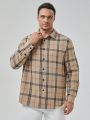 SHEIN Extended Sizes Men Plus Plaid Print Shirt