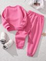 2pcs/Set Young Girls' Casual Long Sleeve Pullover Sweatshirt Suit For Autumn And Winter