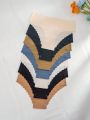 7pcs Solid Color Triangle Panties With Scallop Trim