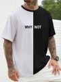 Extended Sizes Men Plus Letter Graphic Two Tone Tee