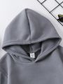 Teen Girls' Casual Knitted Solid Color Hooded Sweatshirt