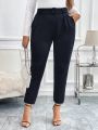 SHEIN Clasi Women's Plus Size Belted Tapered Suit Pants