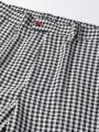 Men'S Plus Size Gingham Pattern Suit Pants With Pocket And Side Stripe Detail