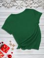 Plus Size Women's Christmas Tree Printed Short Sleeve T-shirt