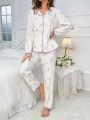 Floral Print Contrast Binding PJ Set