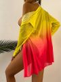 SHEIN Swim Vcay Women's Gradient Color Shirt Kimono