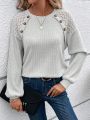 SHEIN LUNE Lace Patchwork Texture Women's Long Sleeve T-shirt