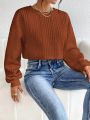 SHEIN Essnce Women's Solid Color Drop Shoulder Cropped Sweatshirt