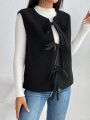 SHEIN Essnce Knot Front Teddy Vest Coat