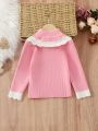 Toddler Girls' Stand Collar Sweater With Contrast Trim