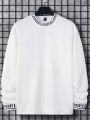 Manfinity Homme Men's Drop Shoulder Sweatshirt With Letter Detail Woven Tape Decoration