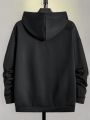 SHEIN Extended Sizes Men'S Plus Size Hooded Sweatshirt With Slogan Print