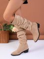 High Heel Suede Women's Pointed Toe Fashionable Boots For Outdoor Wear