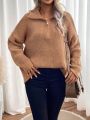 Quarter Zip Drop Shoulder Sweater