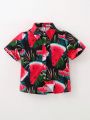 SHEIN Kids QTFun Little Boys' Watermelon Print Button-Front Shirt