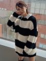 FriFul Two Tone Drop Shoulder Oversized Sweater Without Blouse