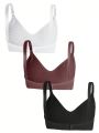 Maternity Solid Color Comfortable Camisole Bra Set (3pcs)