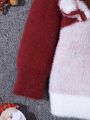 SHEIN Boys' Cute Loose-style Long Sleeve Round Neck Christmas Reindeer Antler Design Sweater