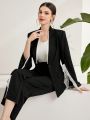 SHEIN Modely Ladies' Lace Trim Open Sleeve Suit Set