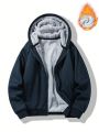 Manfinity Homme Men Teddy Lined Zip Up Hooded Jacket