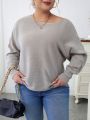 SHEIN Essnce Plus Batwing Sleeve Ribbed Knit Sweater