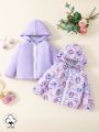 Baby Girl 2pcs/Set Spring/Summer Purple Casual Everyday Cute Outerwear With Girl Print