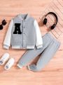 SHEIN Kids FANZEY Boys' Casual Sporty Thickened Winter Outfit