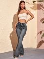 SHEIN Essnce Flared Denim Trousers