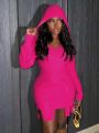 SHEIN Slayr Plus Size Women's Hooded Asymmetric Hem Sweater Dress