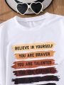 Teenage Girls' Slogan Printed Short Sleeve T-Shirt