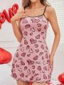 Women's Sleepwear With Heart & Letter Print