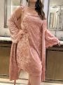 Plus Size Dress And Robe Set