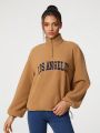 Vitoria Brayner Letter Embroidered Half Zip Fleece Sweatshirt With Zipper