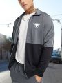 Men'S Colorblock Sport Jacket With Ox Head Print