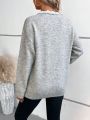 Butterfly Pattern Guipure Lace Trim Drop Shoulder Sweater