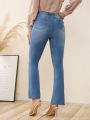 Women's Flare Jeans With Slanted Pockets