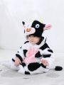 SHEIN Baby Girl Cow Pattern 3D Ear Design Jumpsuit