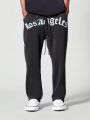 SUMWON Straight Fit Jogger With Front Los Angeles Print