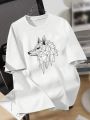 Teen Boys' Casual Wolf Pattern Short Sleeve T-Shirt Suitable For Summer